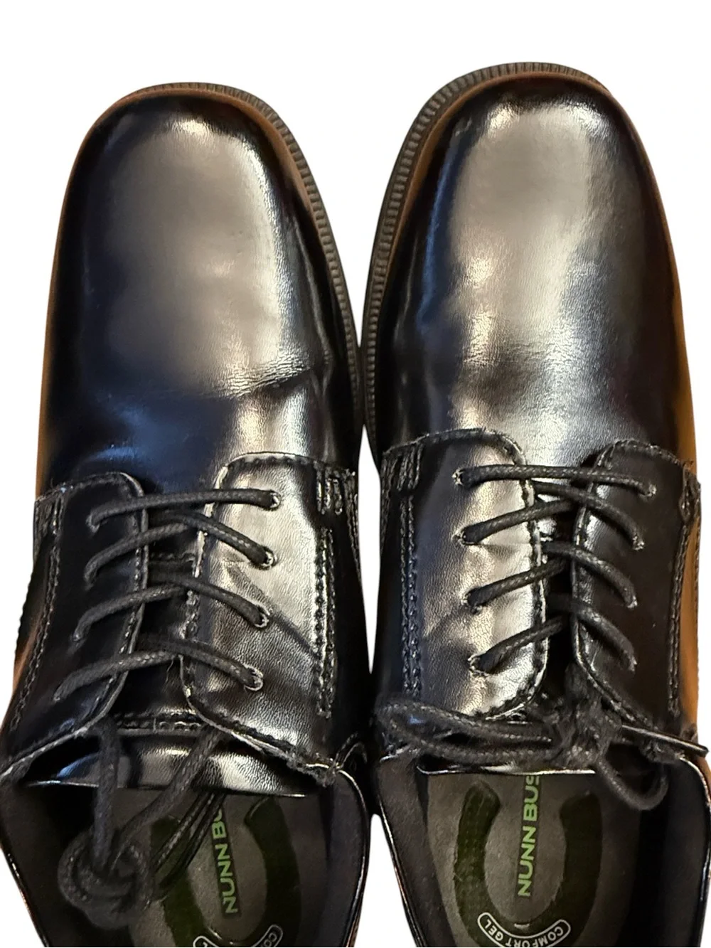 Nunn Bush Kore Comfort Black Patent Leather Oxford Shoes Slip Resistant 11M Work
